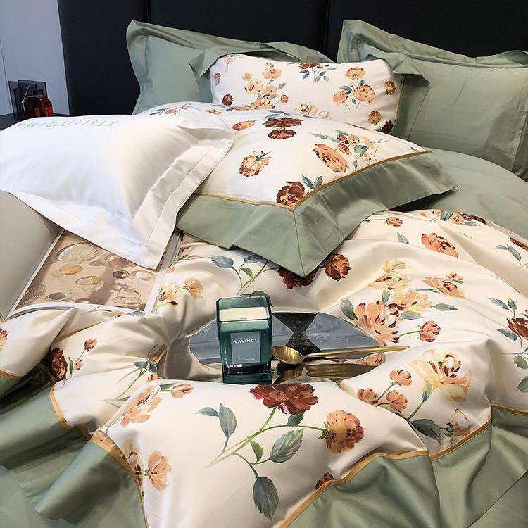 婚庆式田园风数码TAIGUHUI印花140支长绒棉全棉床四件套花卉纯棉,床上用品,床品套件/四件套/多件套,淘宝优惠券,粉丝福利购,淘宝优惠卷