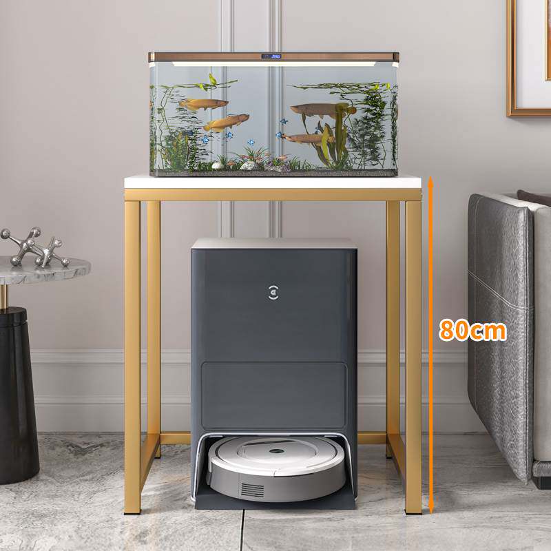 扫地机器人置物架沙发旁边小方桌客厅鱼缸架茶几边几铁艺落地底架