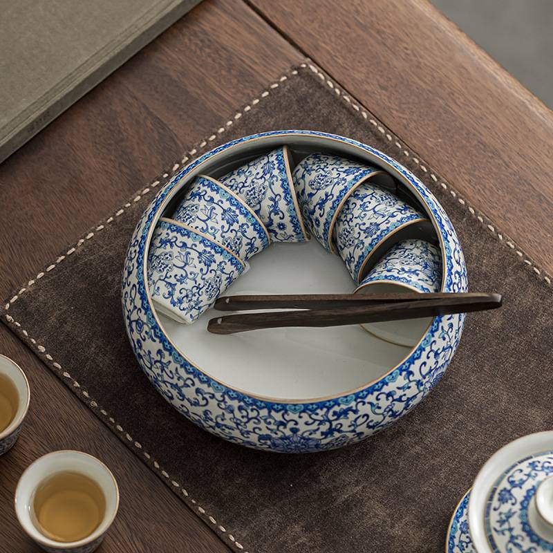 汝窑茶具套装家用轻奢高档2025新款盖碗手抓壶青花功夫喝茶泡茶具