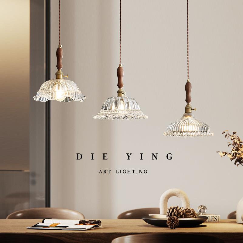 法式餐厅餐桌三混头吊吊灯日NJ01356式创意网红吧台木饭厅胡桃玻