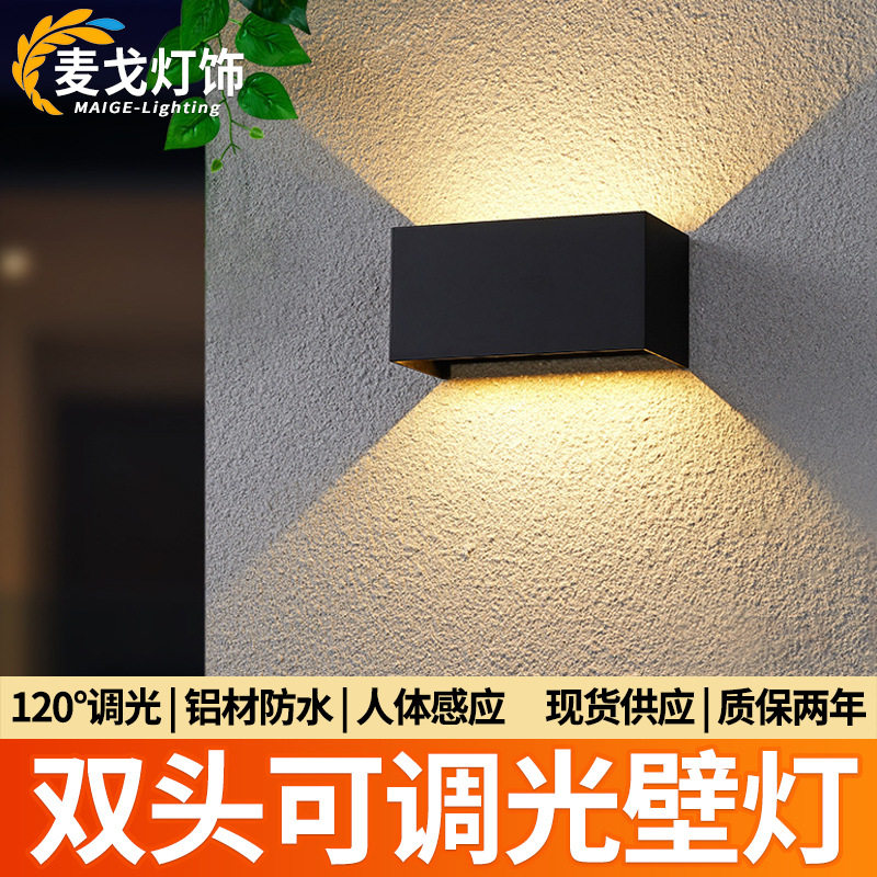 户外壁灯双头四叶防水可调光室内简约庭院过道卧室感应装饰led灯