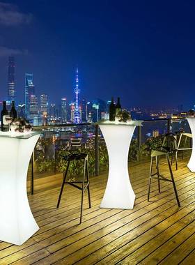 LED户外发家具HVM创意高脚鸡尾彩酒桌七上方下方酒光吧台组合款桌