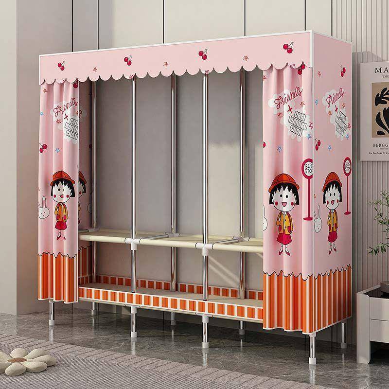 多挂衣衣柜简见详情家易用卧室组装全钢架收纳衣橱加厚区衣柜包布