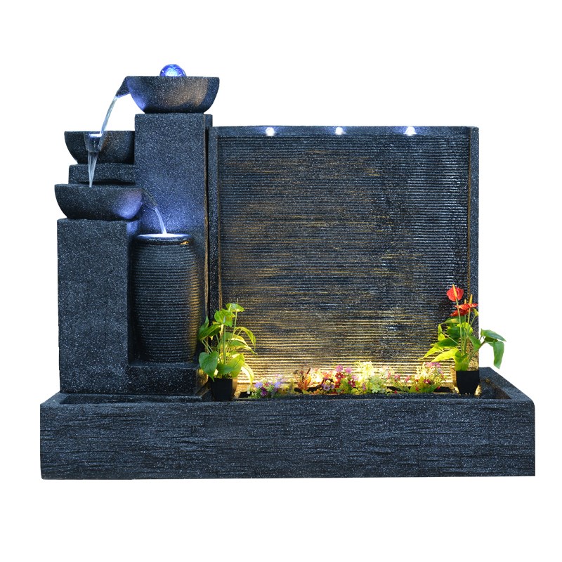 假山流水喷泉摆件水幕墙隔断屏风庭院餐厅酒店公司流水墙景观装饰