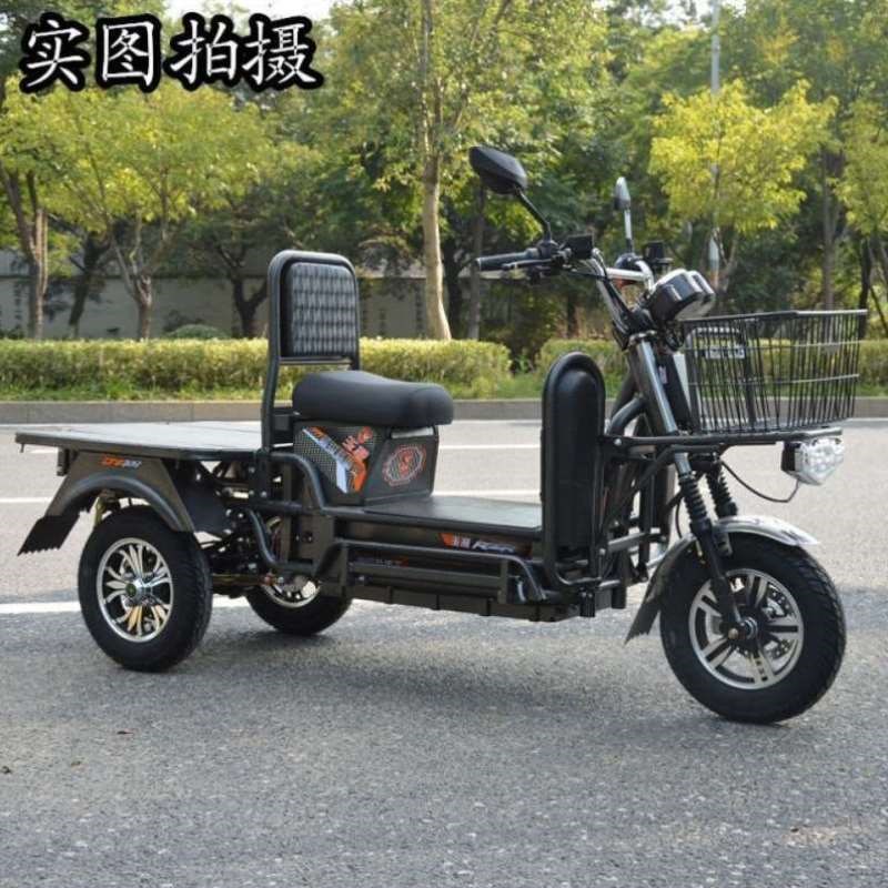 新款载重王电动三轮车60V72V大功率长跑王拉货快递路霸摆摊山区家