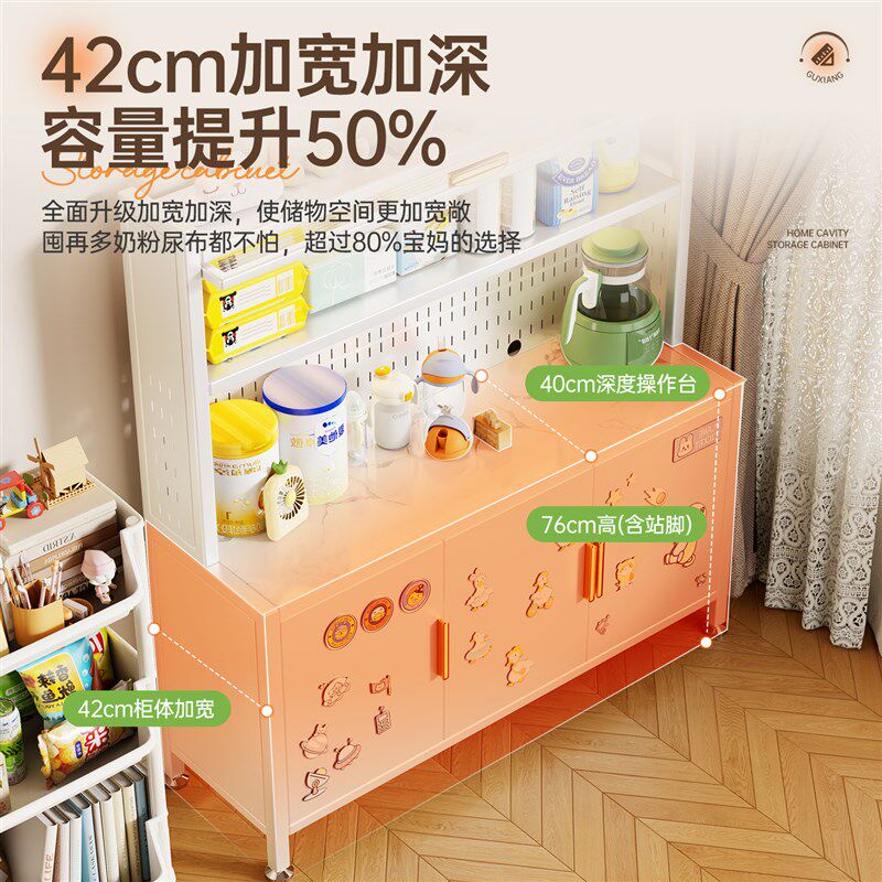 婴儿喂养台收纳柜母婴宝宝用品整理柜置物架落地多层大容量储物柜