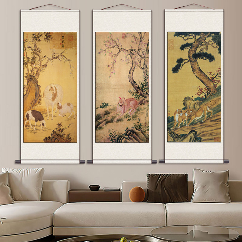 郎世宁名家字画卷轴挂画马到成功书房装饰办公室挂画卷轴壁画送礼