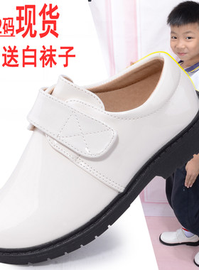 男童白色皮鞋中小学生合唱比w赛主持钢琴表演出鞋亮面儿童黑色皮