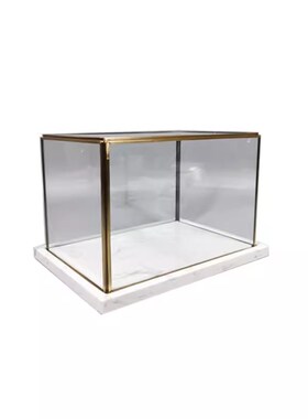 现代大理石亚克力透明玻璃罩子防尘收纳盒展会展厅摆件陈列展示盒