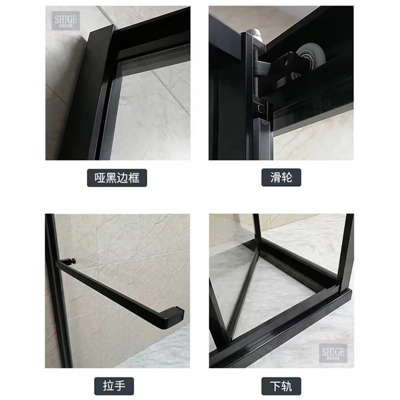 卫生间折叠门淋浴房内移飞门方型L型全包框玻璃隔断浴室干湿分离