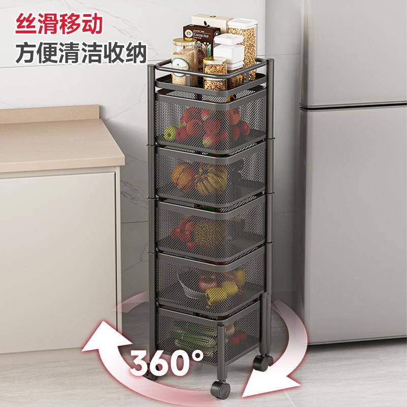 厨房转置物移架地多层放水果落可动家MC-常规用蔬菜旋篮子小推车