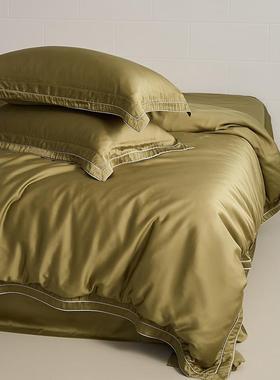 简支约轻奢风100纯全棉色长绒贡棉缎四件套纯棉床单被套床上用202