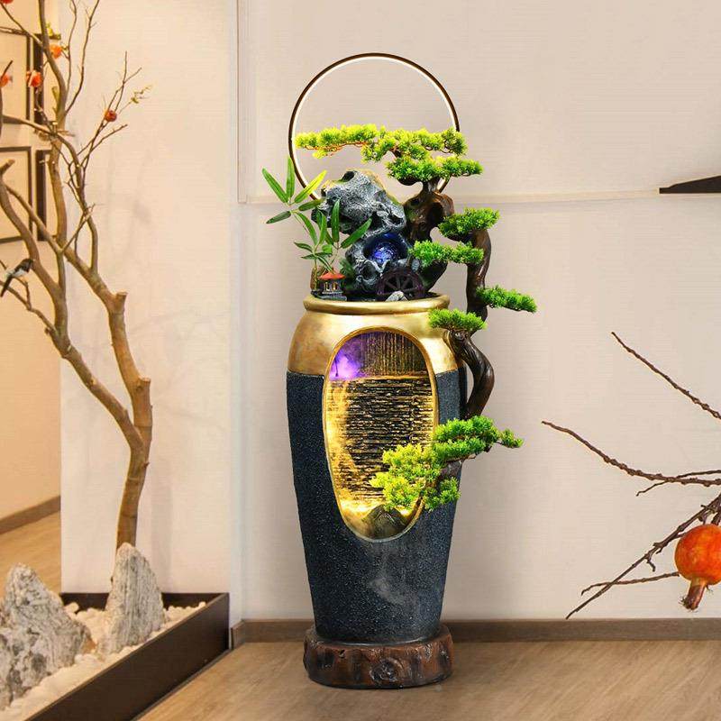 电泉视柜旁边轻奢落地流装水喷景观家居器花瓶加湿PPX玄关客厅饰,家居饰品,流水摆件,淘宝优惠券,粉丝福利购,淘宝优惠卷