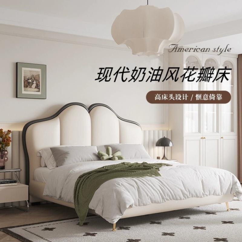 法式复个古瓣单靠花背板科简约主卧双人床头单买技布81艺软包床靠