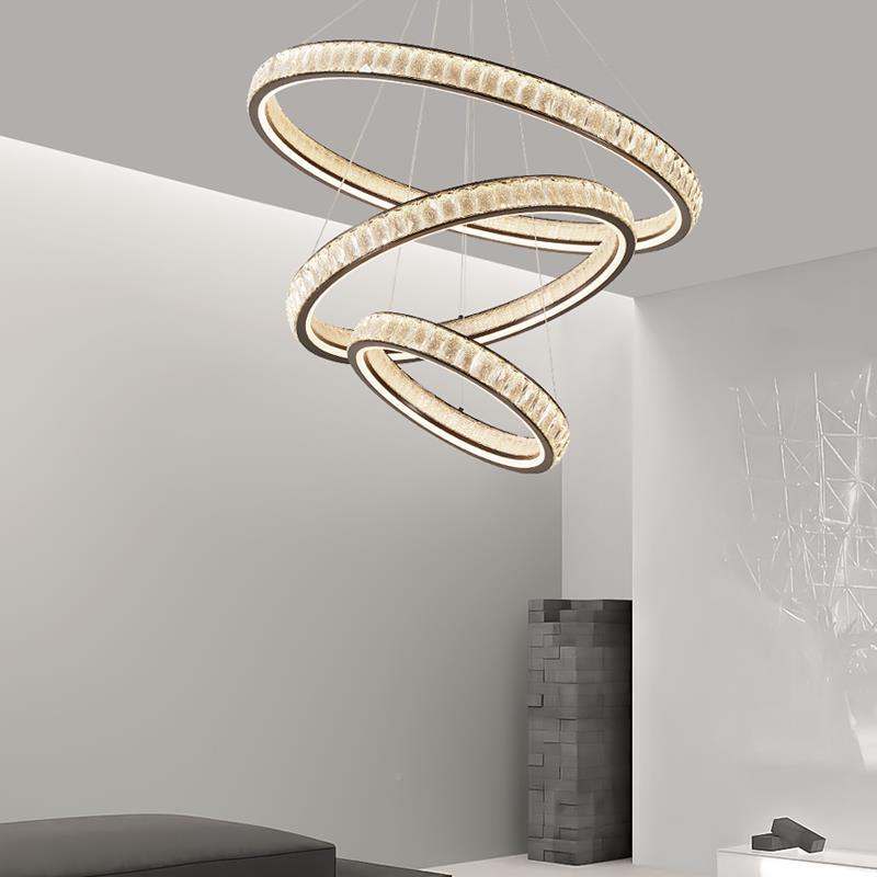 意式简轻奢水现晶客厅灯吊代简约餐厅全光谱护极眼大厅圆13环灯主