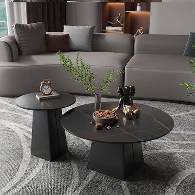 轻现代圆形岩板茶合几组客厅家用小BIS户型奢大小圆茶桌工作几室