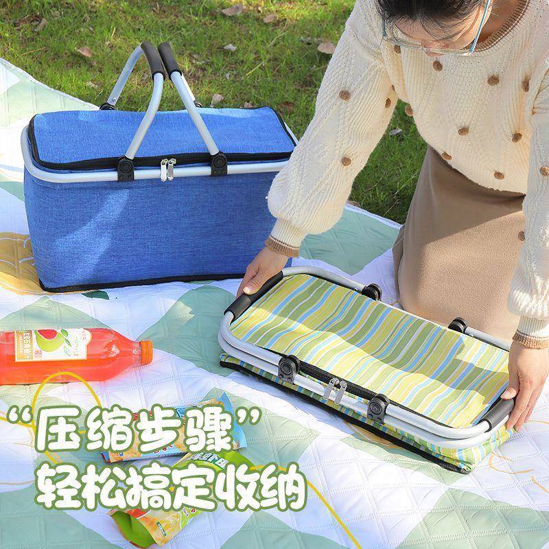 升级款保温篮+rz8IzK6折购物篮快餐篮野餐保包外卖叠送篮子野温餐