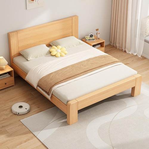 实木2床现代简约15米轻主卧双人床出租房1.米奢工厂直销.单人床架