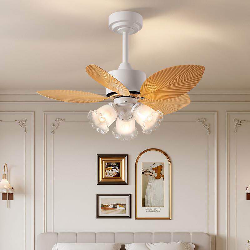 g扇2法式奶油风吊灯餐厅卧室房衣帽间扇风灯88全光谱餐厅k带电扇