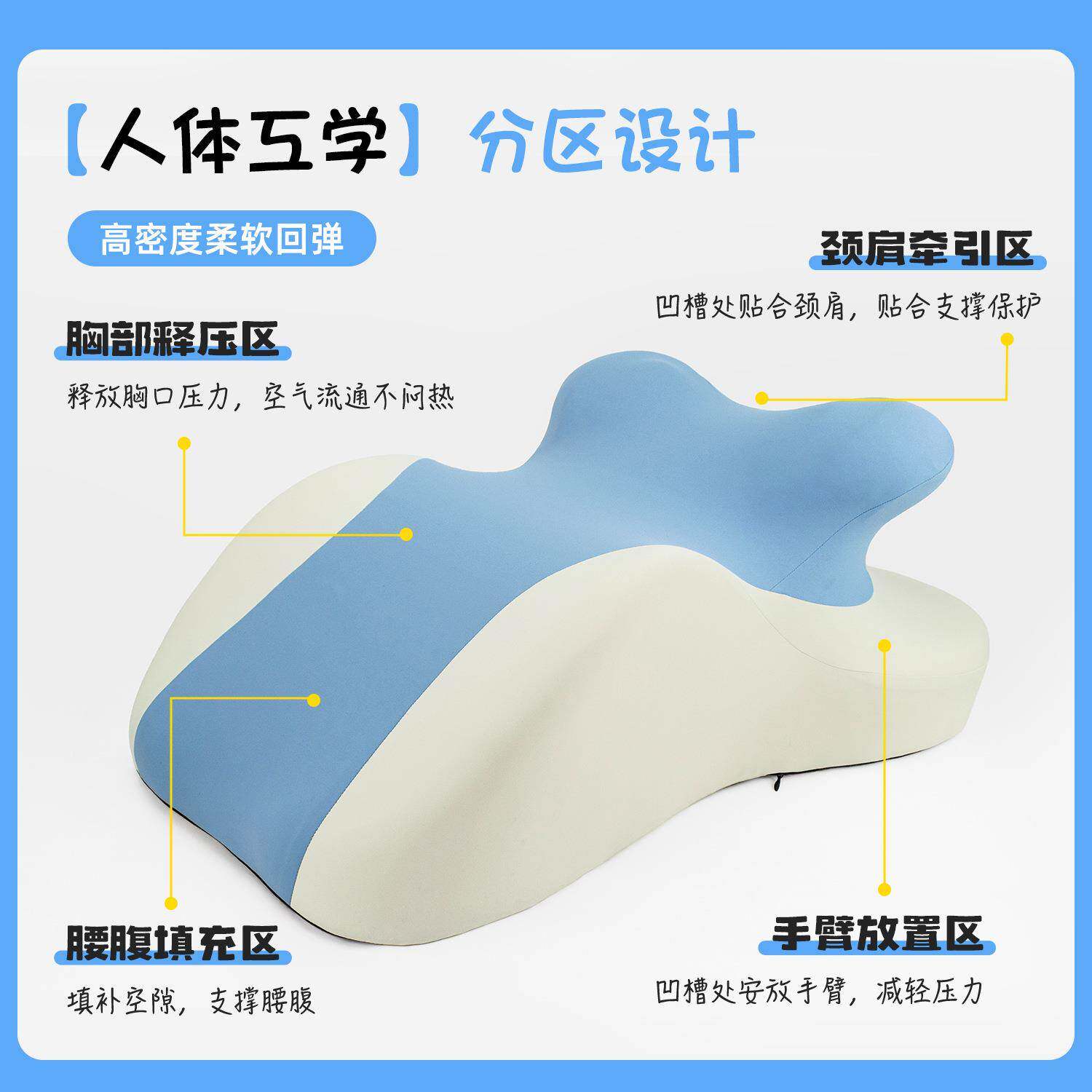 床趴上睡多功PPZ-01手能俯卧枕位趴枕头趴着睡觉玩机看书阅读情侣