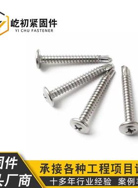 不锈华司钻尾螺丝41440材质国1标十字大扁头钻圆尾螺丝头钢华司