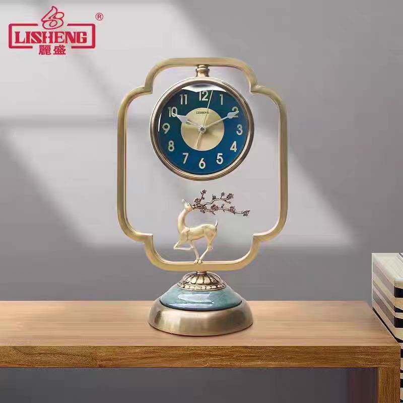 新中式座钟客厅电视柜钟表摆件家用复古桌面台式时钟现代时尚台钟