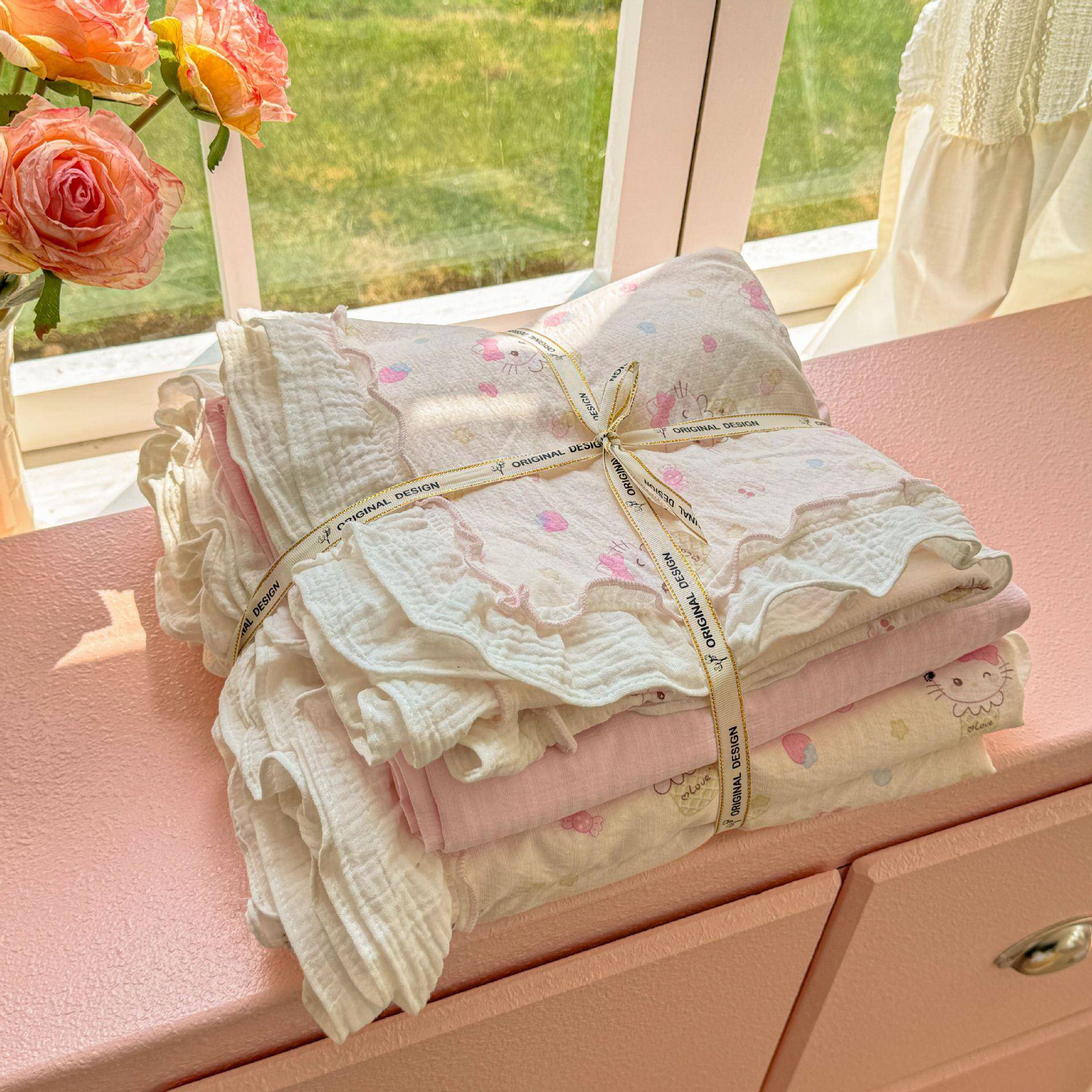 可爱四件套套纯新棉F99TS5MS2025款被套被罩床单床上用学品三件生