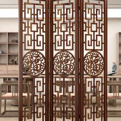 镂可折移动屏风985隔断实空玄关客厅新中式木办公室房叠间分割