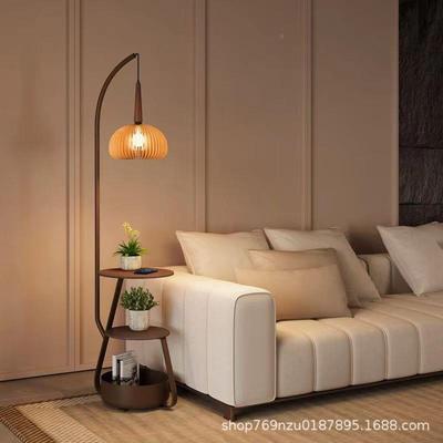 式中古风落地灯客几425厅室床头柜沙发旁法边美式复古置物台灯一