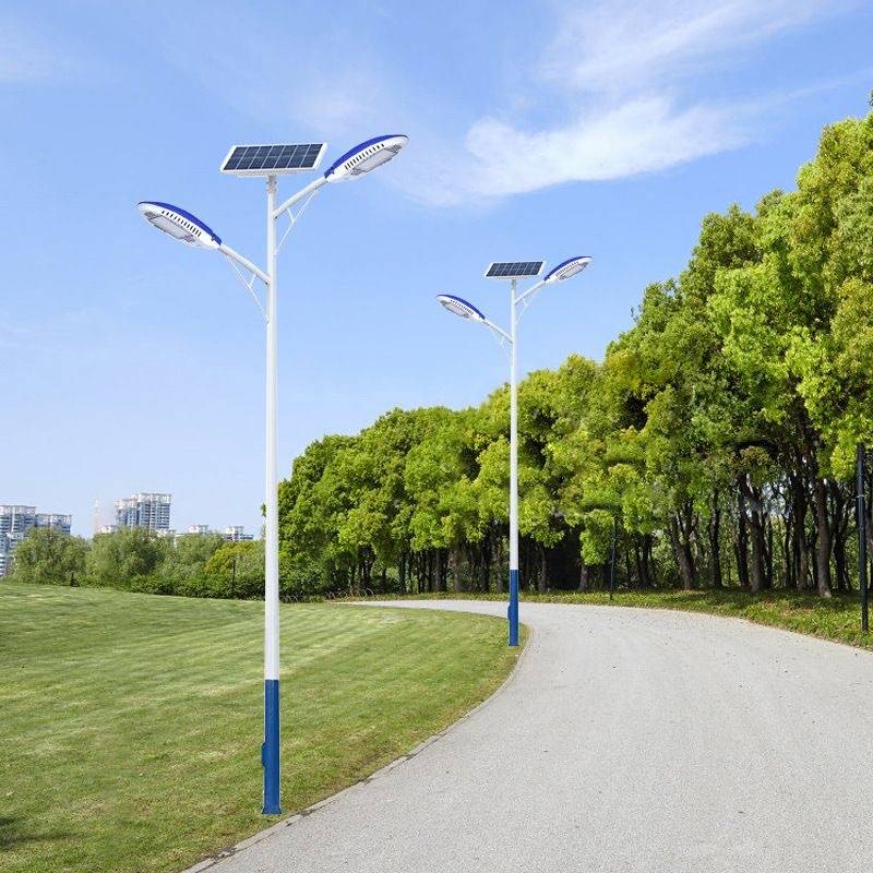 新农村照明双臂led路灯头6米100W太阳能市电路灯光控智能光控