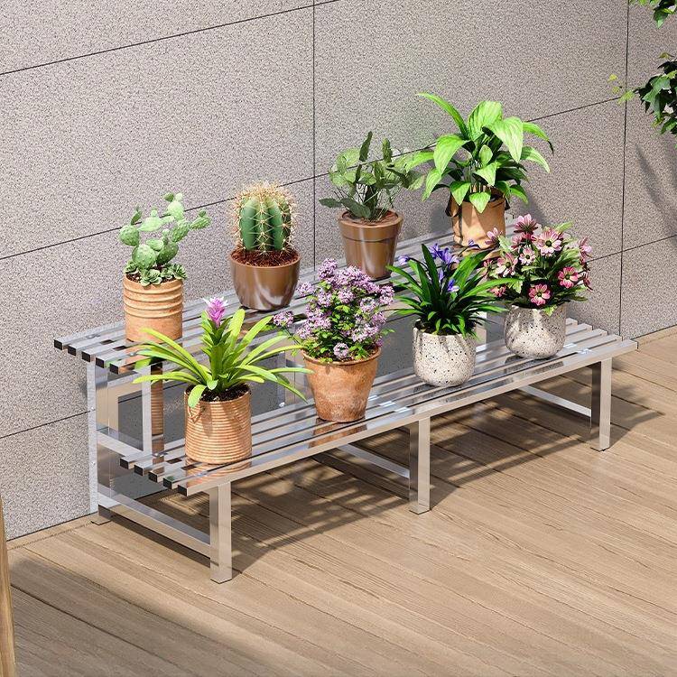 不锈钢985花架物阳加宽花盆架多肉置架铁艺客阶梯落地式多层厅台