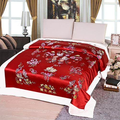 GZ6M杭州丝绸被婚庆织锦缎软缎被套绸缎被罩结百喜婚F75H7998被龙