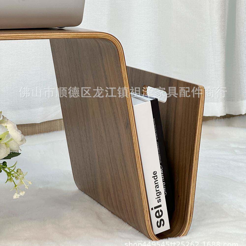 欧式实几木N型茶创意小众家用沙发边厅几N型茶几客木卧室茶桌子曲