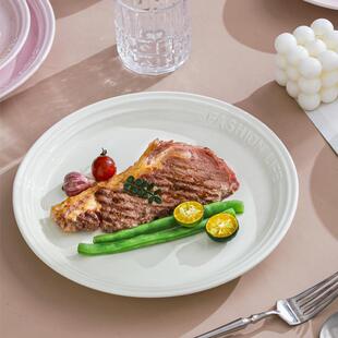 浮雕英文碗碟家用樱粉碗餐Z1204具套全装陶瓷饭碗汤盘子套夜松露