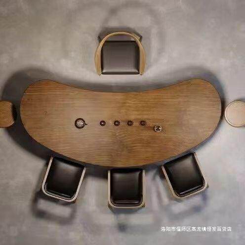 实木阳大板茶桌椅组合简约现代WVZ茶台台异茶形泡桌会议桌大型子