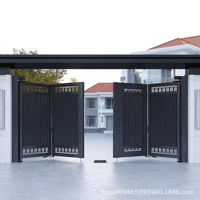 现代铝艺院子大村门电动折大叠悬TFT院浮门农庭别墅门自动双开折