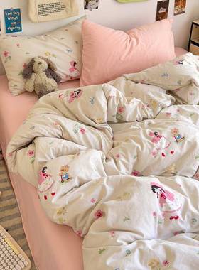A类新款三四件套床上用品棉学床单被VTD套纯被罩床笠宿舍生件套4