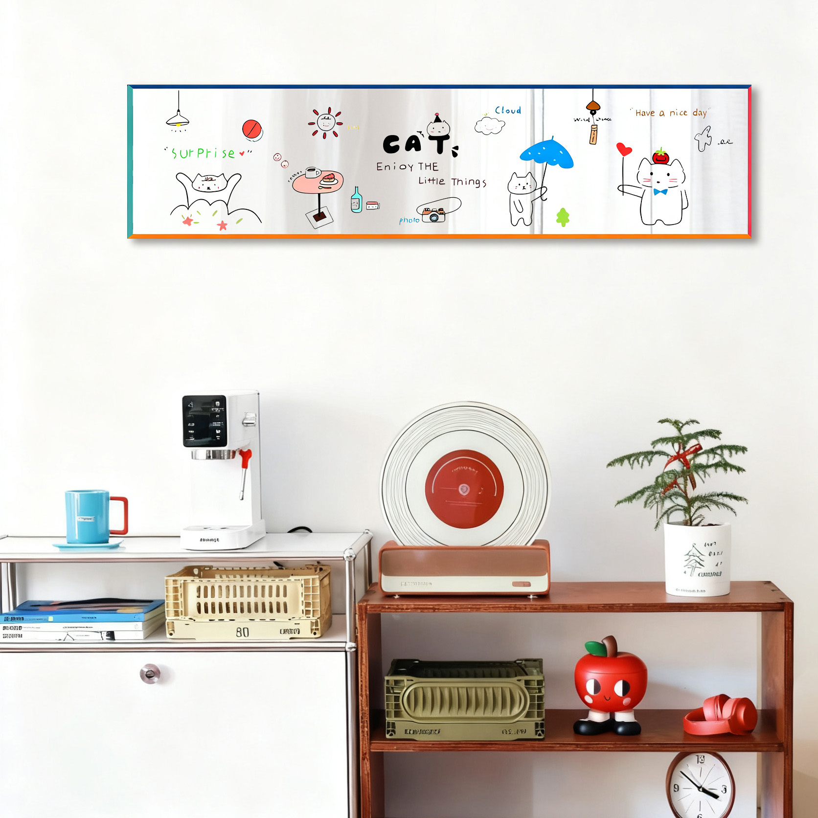 多巴胺卡通猫咪镜面画