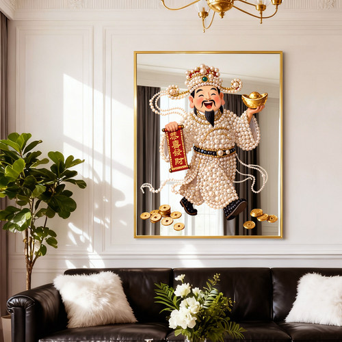 招财财神爷中式客厅装饰画