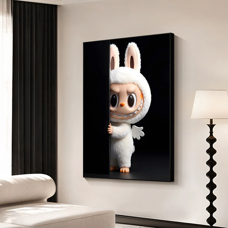 卡通动漫拉布布labubu卧室床头挂画儿童房装饰画客厅沙发可爱壁画,家居饰品,现代装饰画,淘宝优惠券,粉丝福利购,淘宝优惠卷