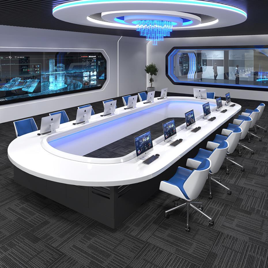 时尚钢琴烤漆U形会议桌简易多媒体O型桌控制台现代科技弧形主席台