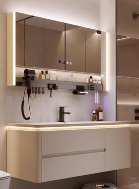 02745新弯款现代简约岩板热一体盆卫生间洗漱台洗脸池盆2浴室柜2