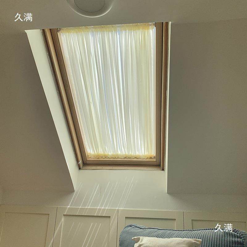 绷天窗阳243光房屋顶遮阳顶帘阁楼斜顶棚隔热防晒房纱玻璃法式纱