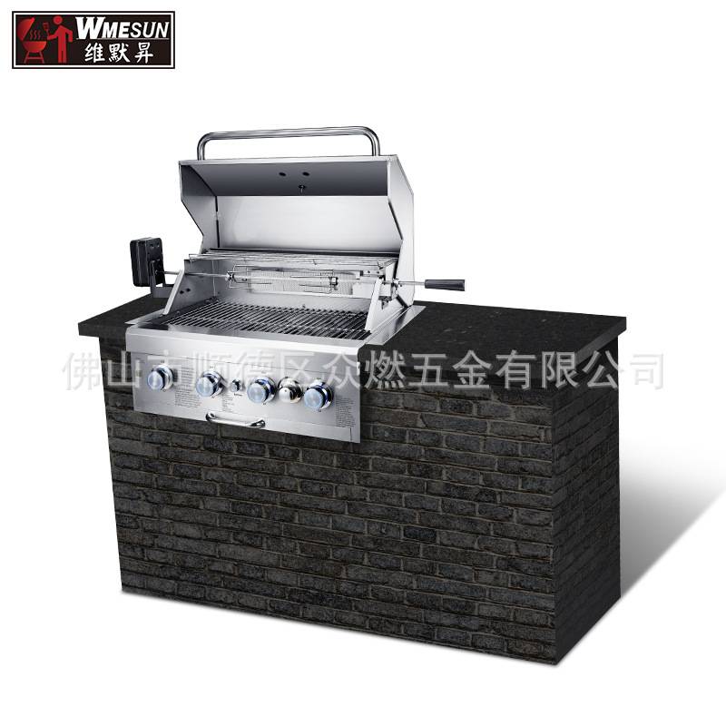 Built-in gas grill不锈钢嵌入式烧烤炉 户外气炭两用庭院烧烤炉