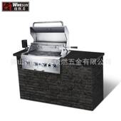 gas grill不锈钢嵌入式 Built 烧烤炉 户外气炭两用庭院烧烤炉