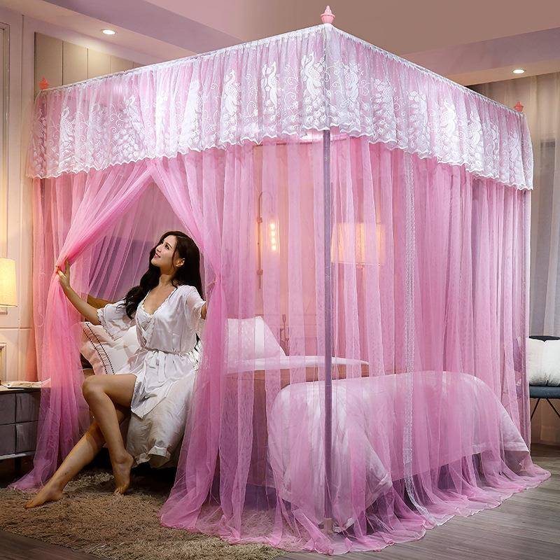 蚊蚊帐支架宫全套一体式超密防床帐廷风蚊文HGtmViaW章家用宿舍床