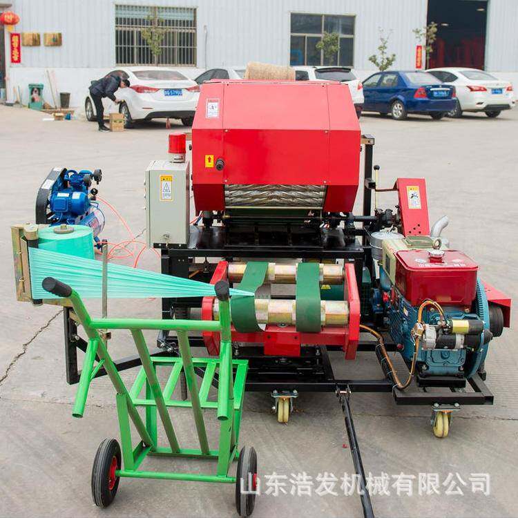 养殖用饲草密封打包机玉米杆花生秧粉碎包膜机畜牧场苜蓿草捆扎机