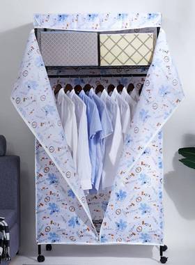 W布衣柜全实钢架结简室易家用卧TIF-00729钢管加粗加厚全封闭挂衣