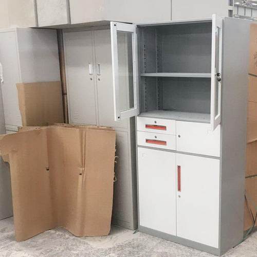 钢007制办公室文件铁皮矮柜书柜资料密带锁证档凭案柜员工更码衣