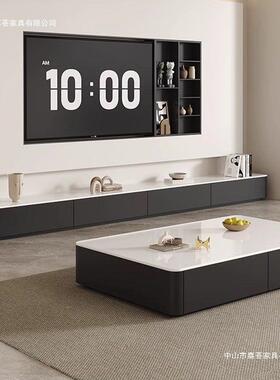 黑色几电视组合家用客厅茶新款小户视型落地柜电柜出YQS租房玻璃
